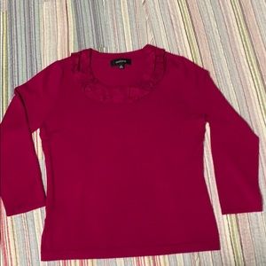 Jones Wear,  Berry / Burgundy 3/4 sleeve Sweater